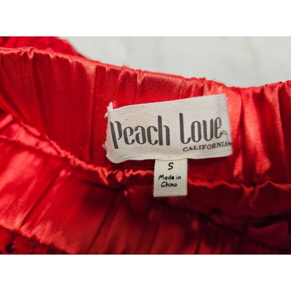 Peach Love Girl's Metallic Sequin Skirt Elastic Waist Ruffle Dance Shorts Size S - Picture 2 of 7